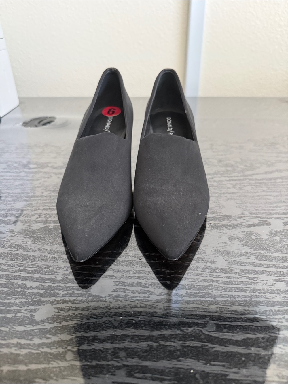 Donald J. Pliner Black Pointed Slip-On Flats